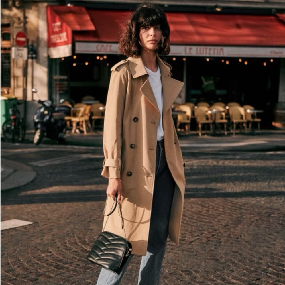 Sézane Scott beige camel trench coat